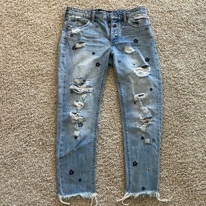 Sienna Slim Boyfriend Lucky Brand Flower Embroidered Jeans